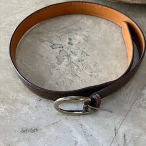 Vicomte Arthur Brown Leather Ladies Belt- Made in France